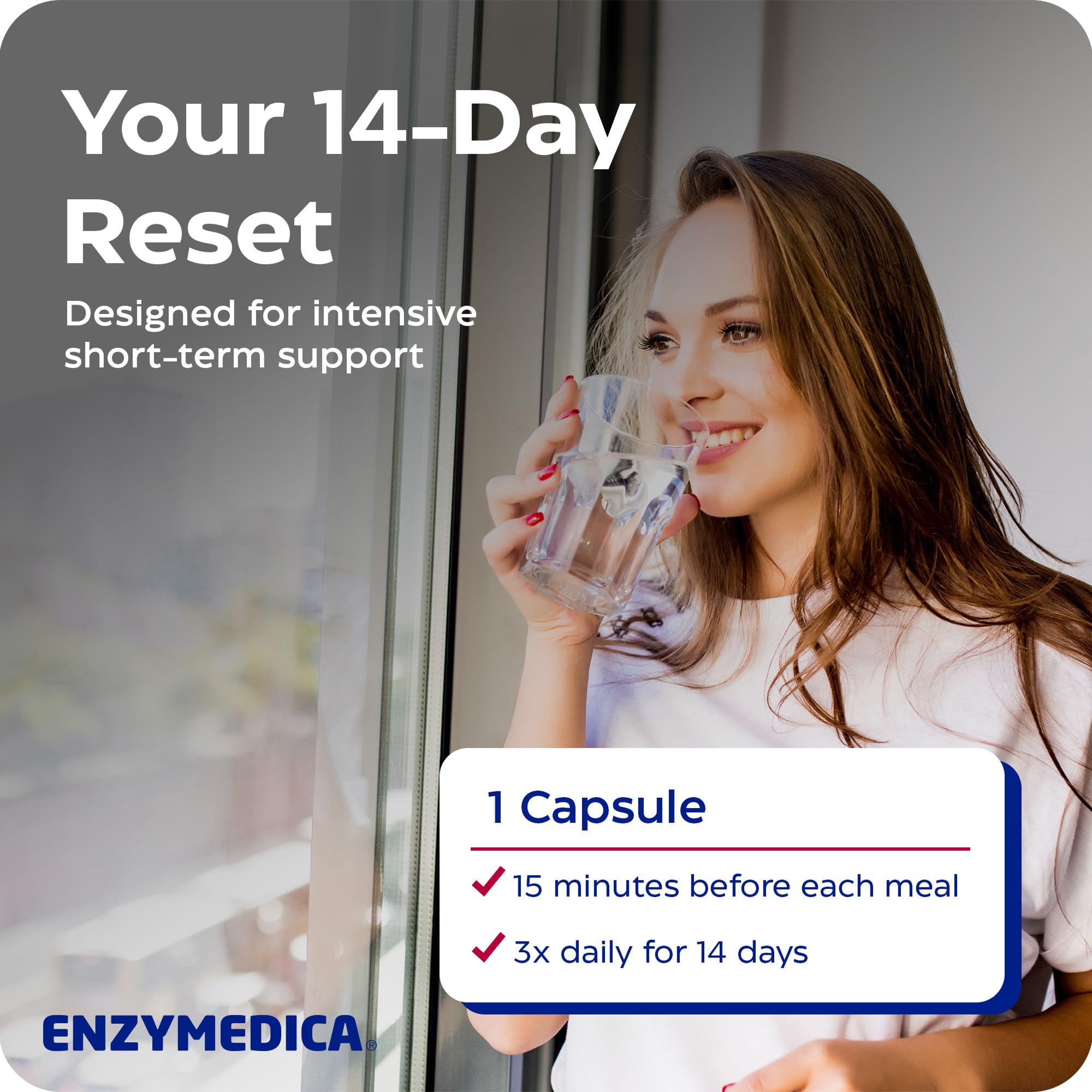 Enzymedica cápsula tomada antes de comida facilita la rutina