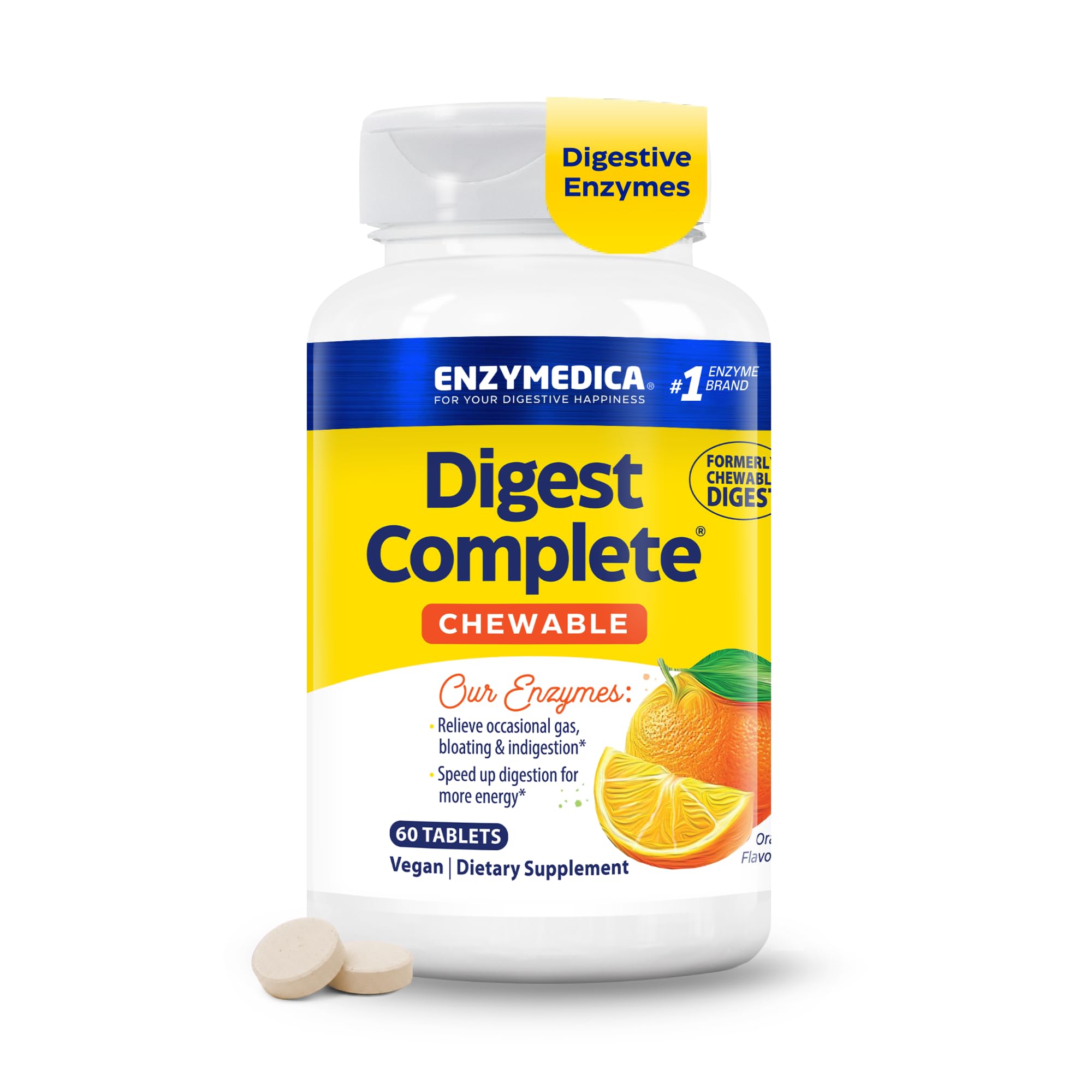 Enzymedica envase frontal mostrando la marca y beneficio digestivo
