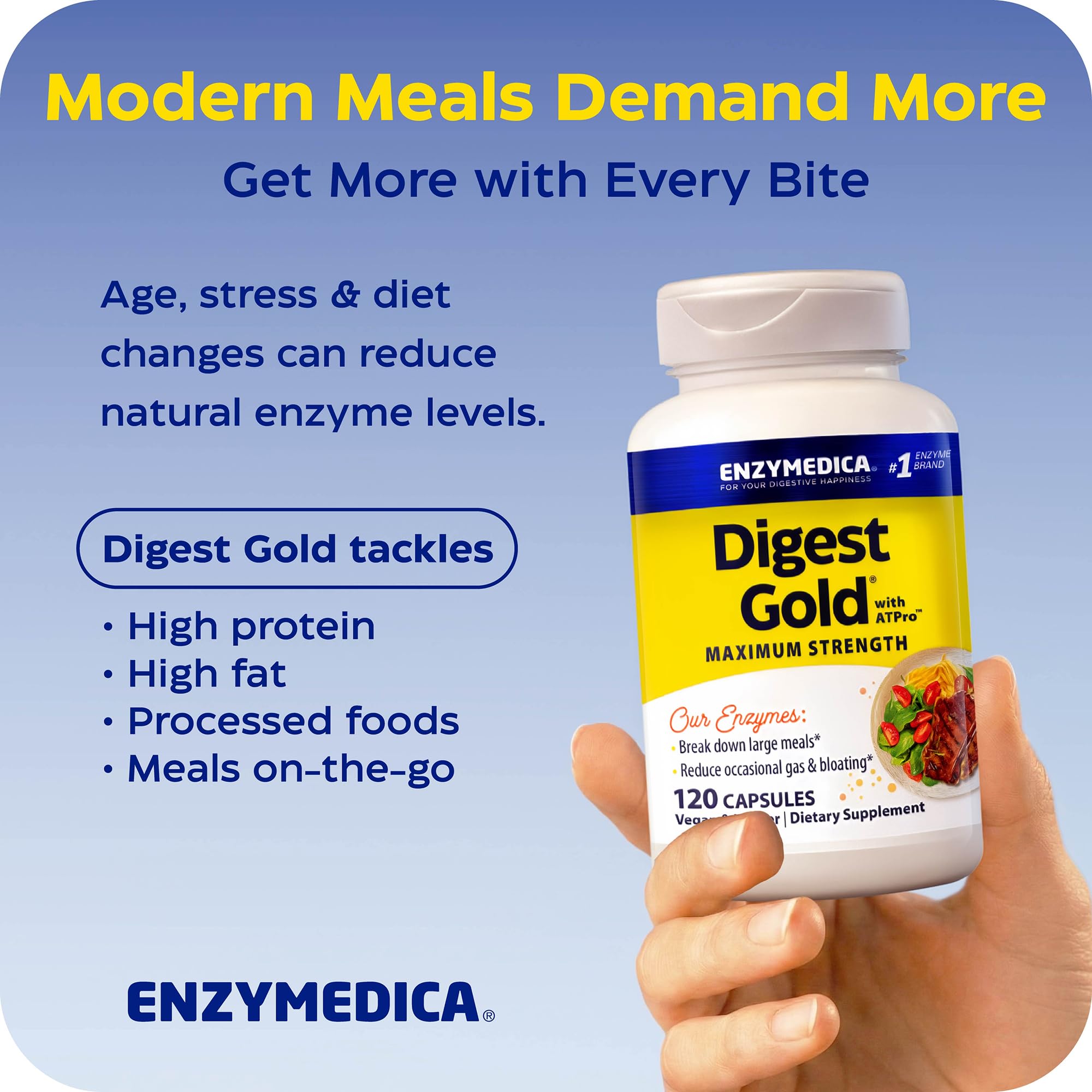 Enzymedica Digest Gold en ambiente de estilo de vida saludable y digestión cómoda