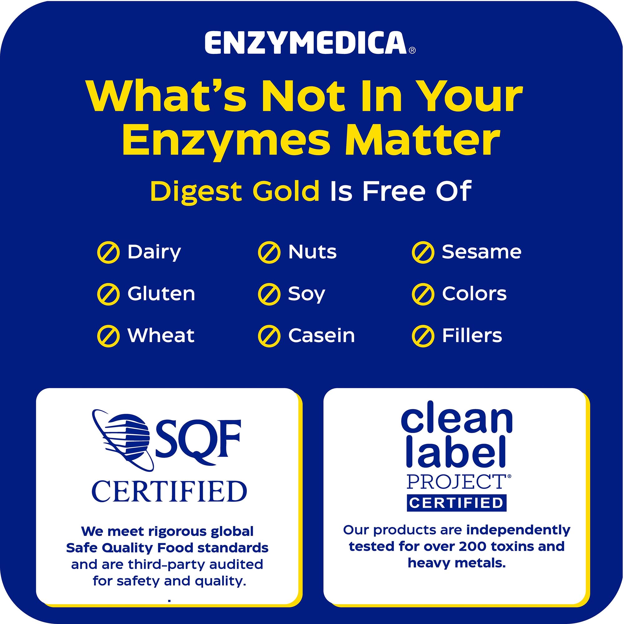 Enzymedica Digest Gold etiqueta que destaca libre de gluten y apto veganos
