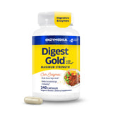 Enzymedica Digest Gold frente del envase mostrando 240 cápsulas y conveniencia