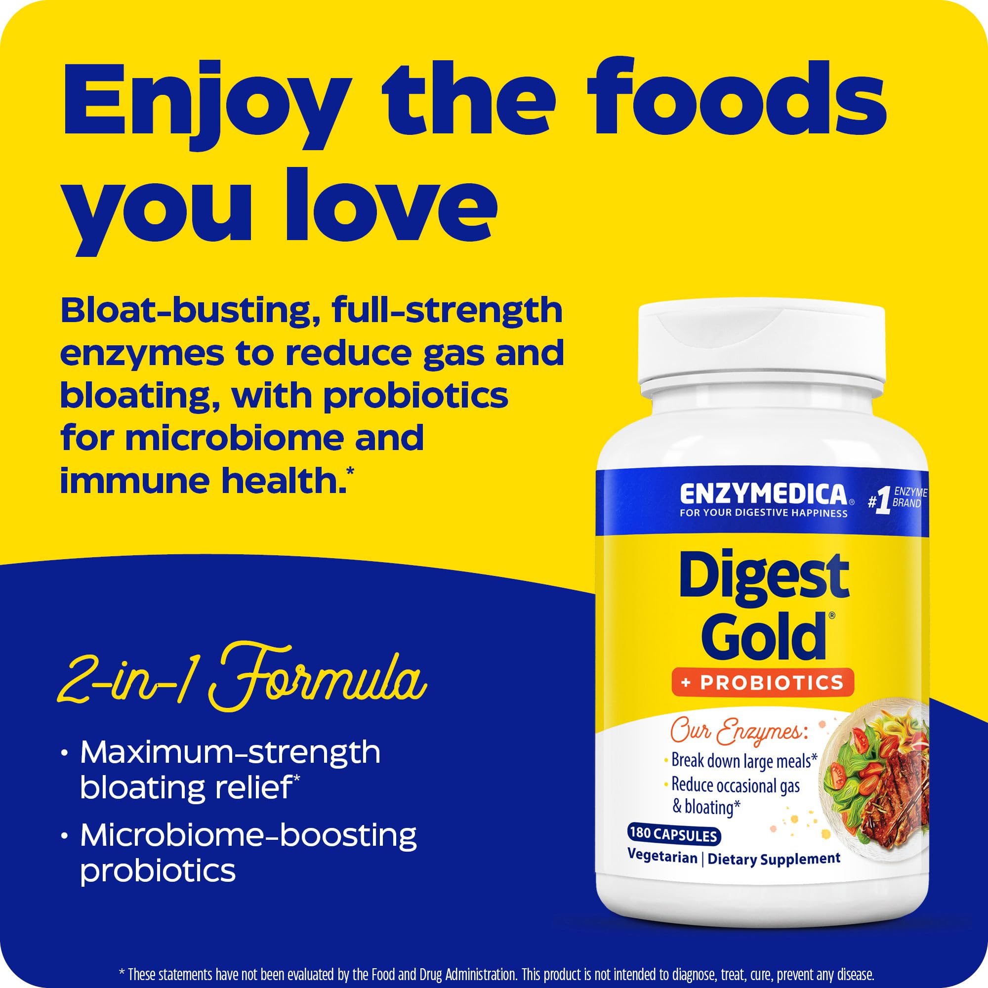 Etiqueta nutricional Enzymedica Digest Gold con ingredientes y dosis visibles