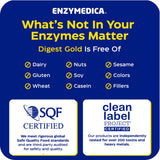 Enzymedica Digest Gold sello de calidad de laboratorio resaltando control y seguridad