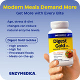 Enzymedica Digest Gold cápsula junto a botella de agua representando uso diario