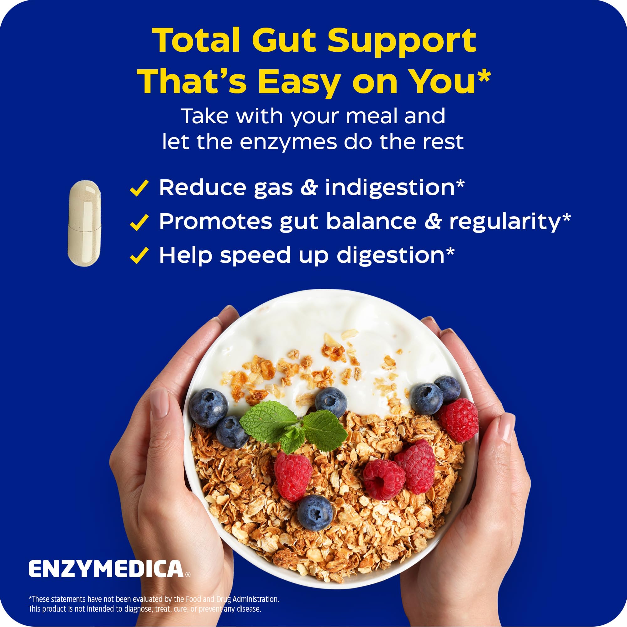 Enzymedica etiqueta nutricional mostrando dosis y componentes clave