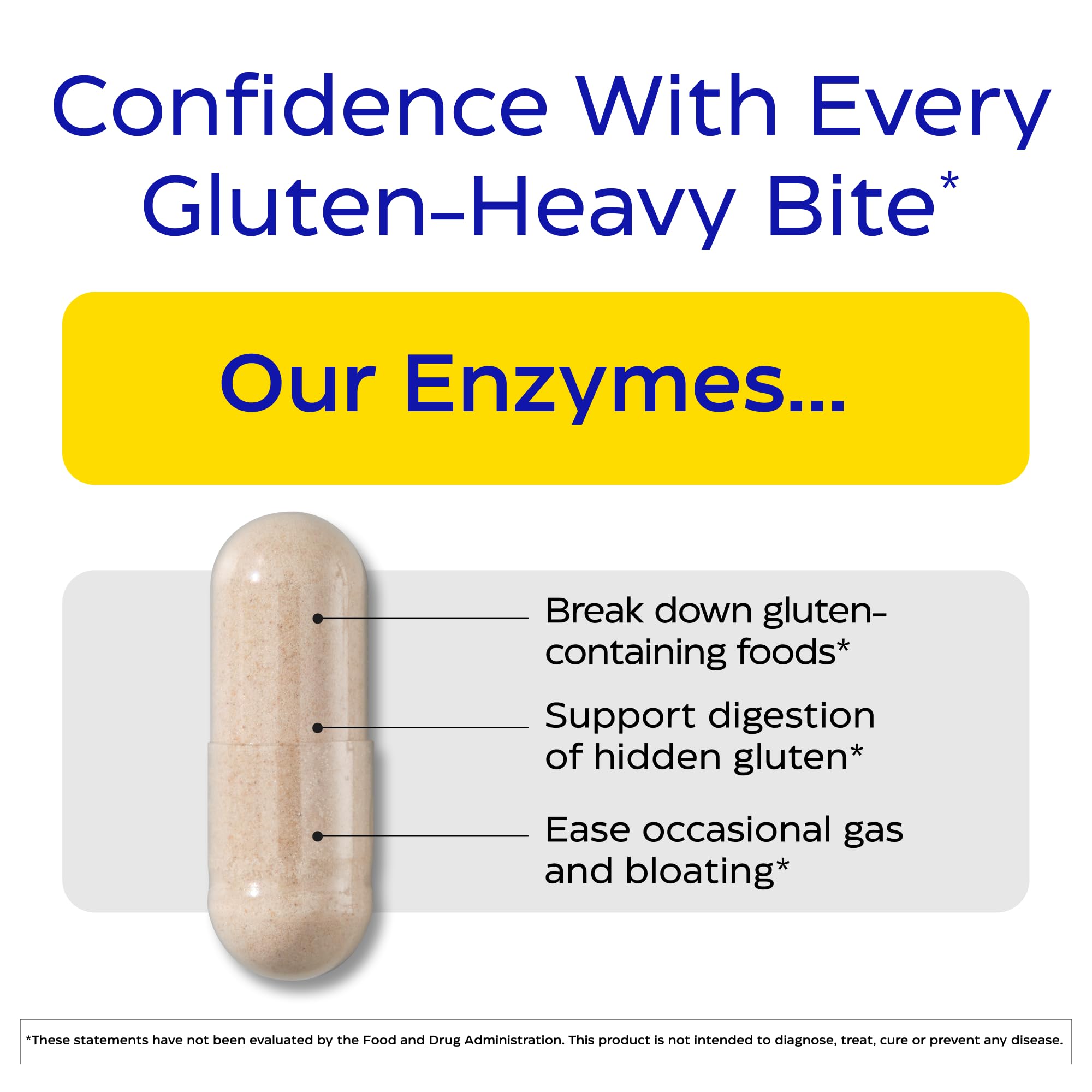 Enzymedica Cápsula de GlutenEase en primer plano que destaca su fórmula vegana