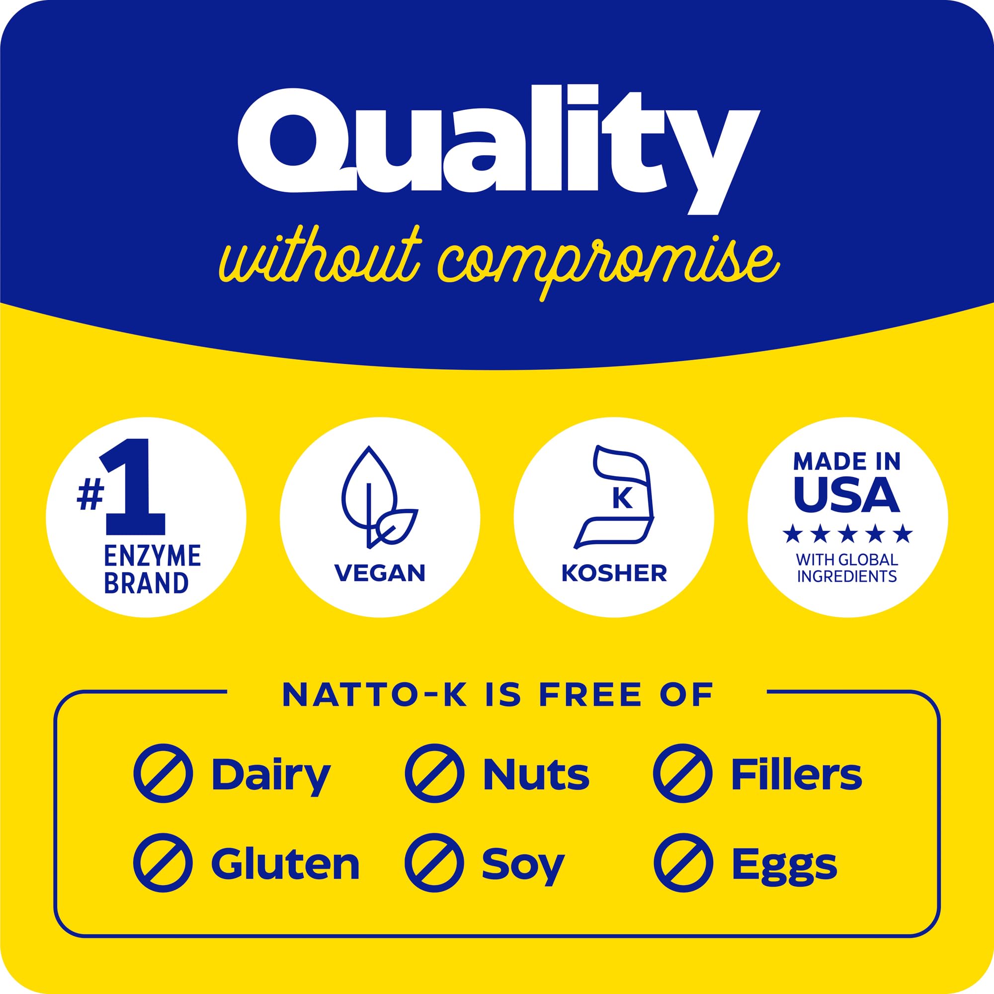 Enzymedica Natto-K sello kosher visible que garantiza certificación