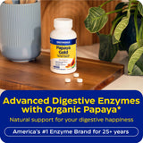 Etiqueta y cierre del envase Enzymedica Papaya Gold mostrando ingredientes clave