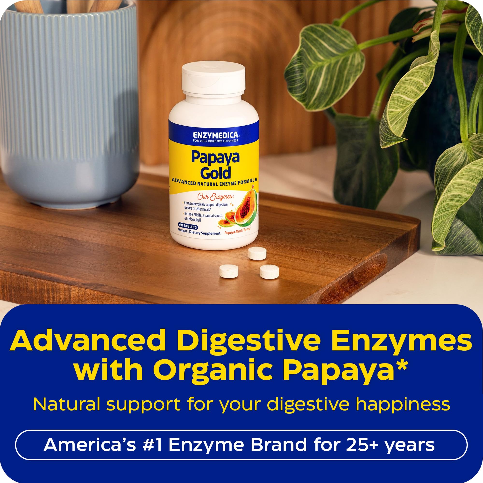Enzymedica Papaya Gold detalle de textura con polvo de jugo de papaya orgánico