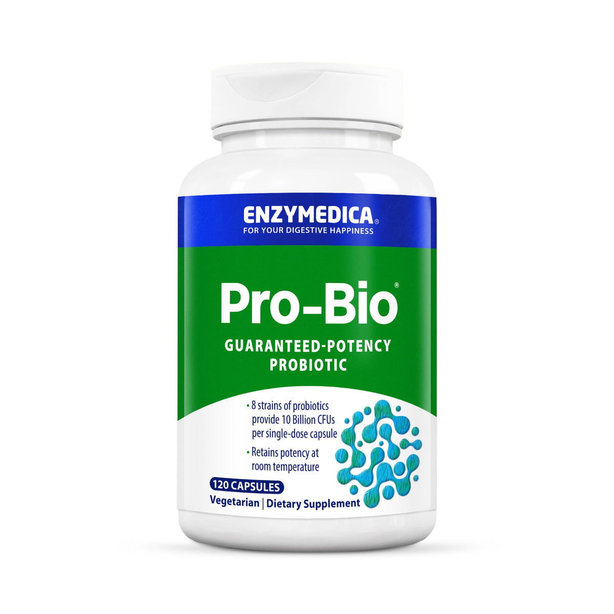 Enzymedica Pro-Bio frente del envase mostrando etiqueta clara y beneficio diario