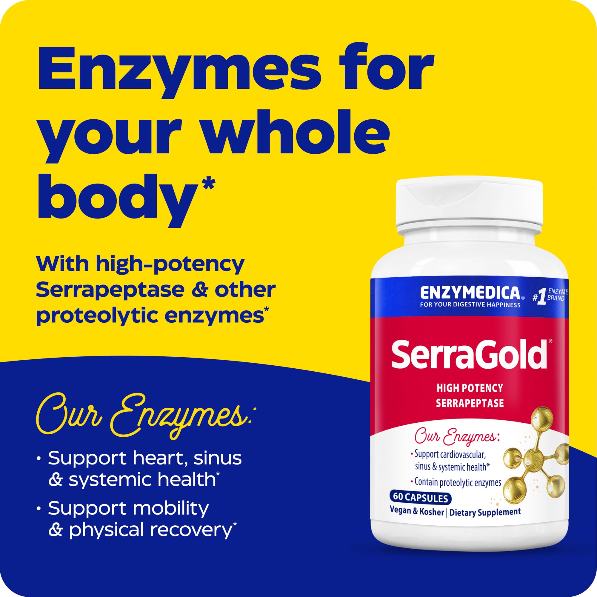 Enzymedica SerraGold tomado por la mañana como parte de rutina diaria