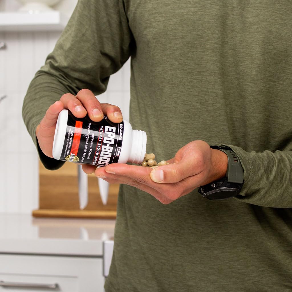 EPO-Boost etiqueta con ingredientes clave para soporte de glóbulos rojos