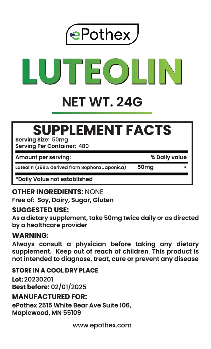 ePothex Luteolin Powder junto a una balanza, dosificación precisa y control