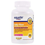 Equate Daily Fiber frasco delantero mostrando cápsulas y conveniencia de uso