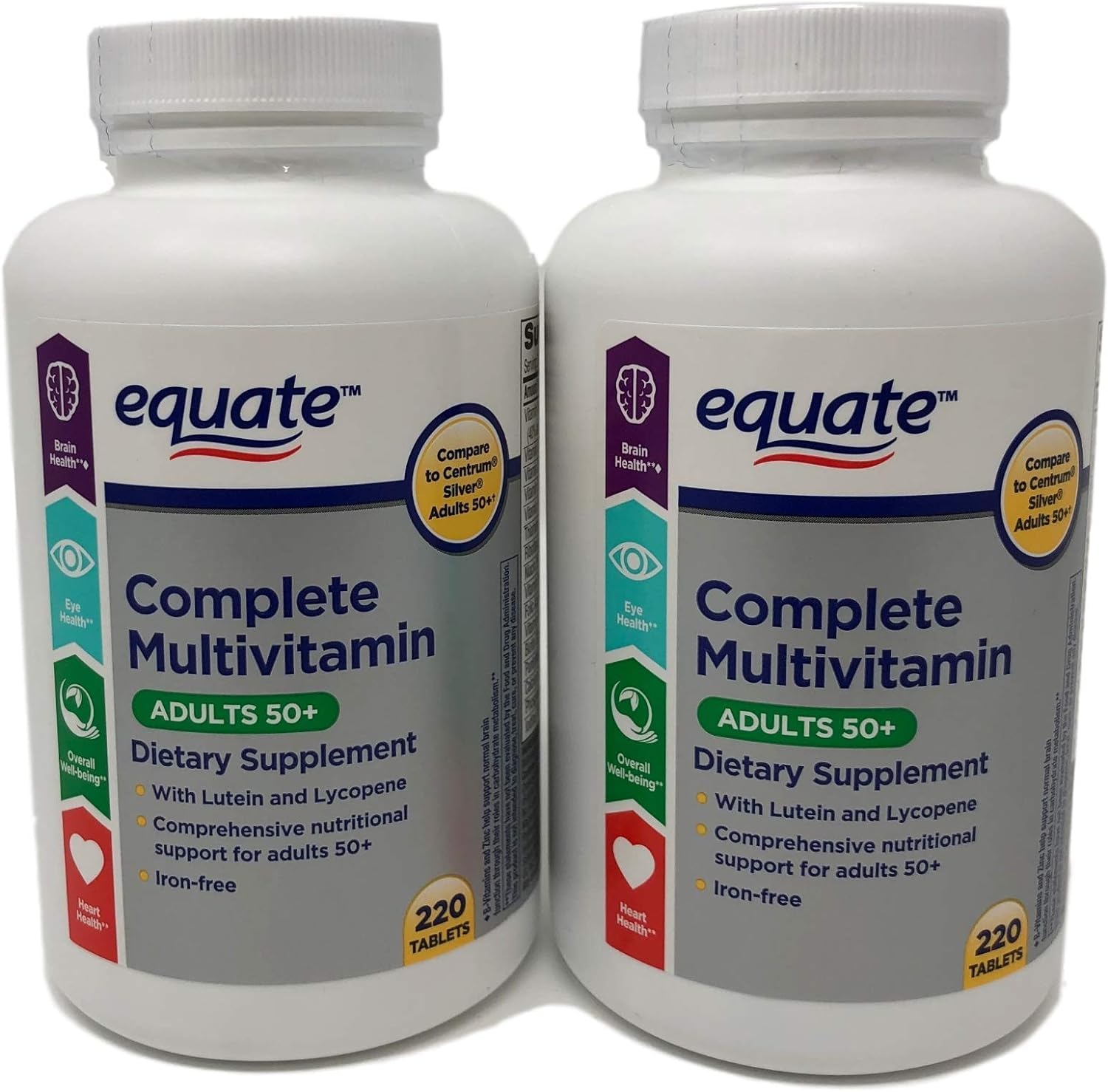 Equate imagen frontal del envase que muestra la presentación pack de dos y beneficios