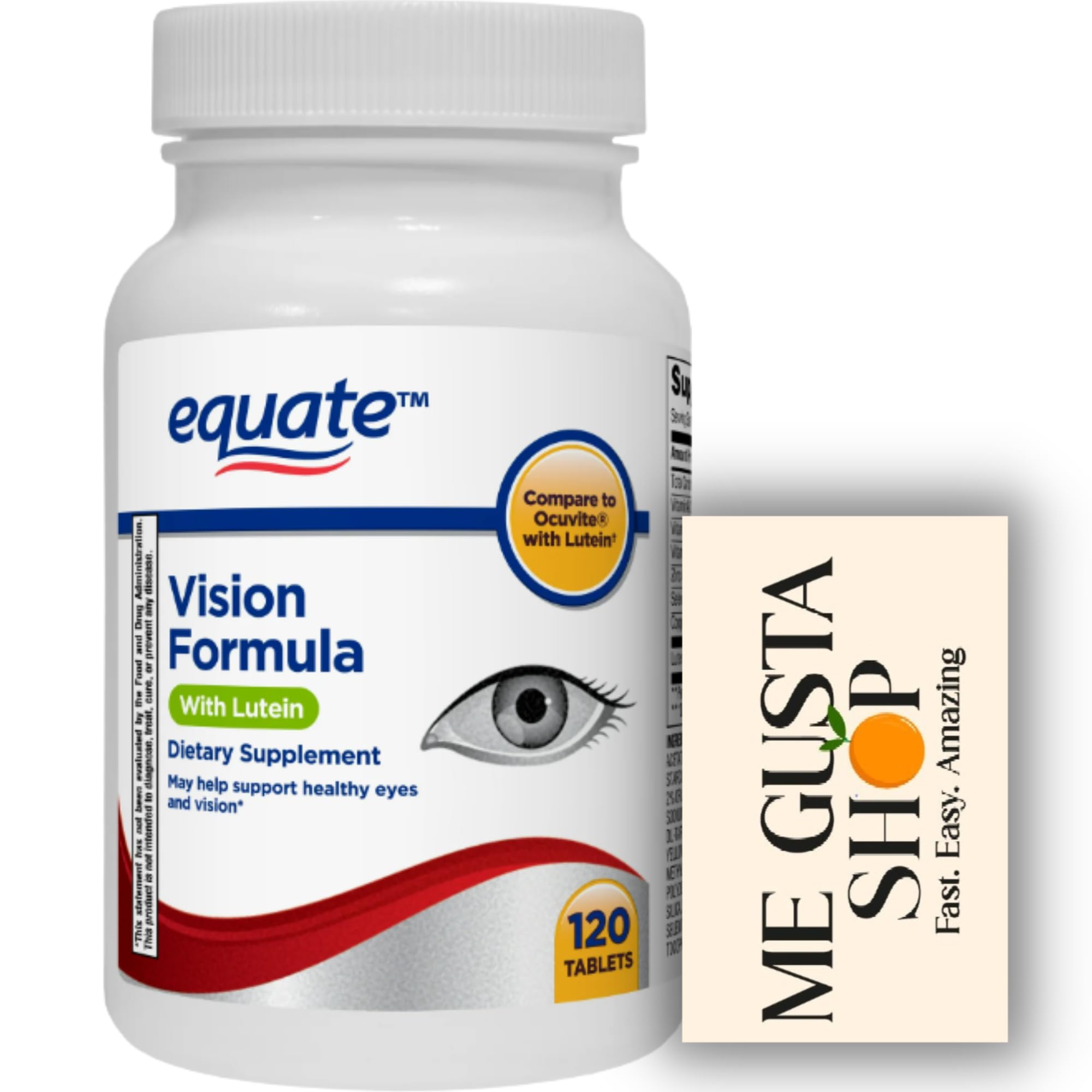 ME GUSTA SHOP frasco Equate Vision Formula frente, muestra cantidad y beneficios