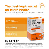 Equazen Eye Q Chews cápsulas extendidas sobre superficie para visualizar forma