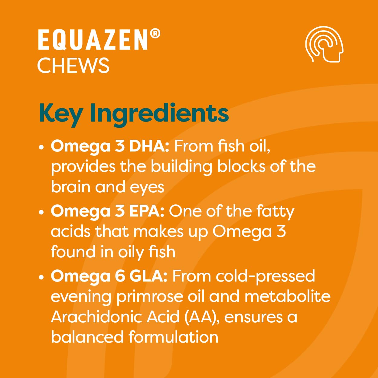 Equazen Eye Q Chews etiqueta con lista de ingredientes y información nutricional