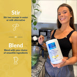 Equilife cucharada comparativa con medida, aporta 15 g de proteína por servicio