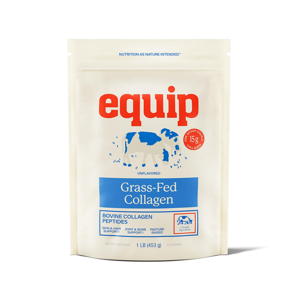 Equip envase frontal mostrando 30 porciones y diseño limpio