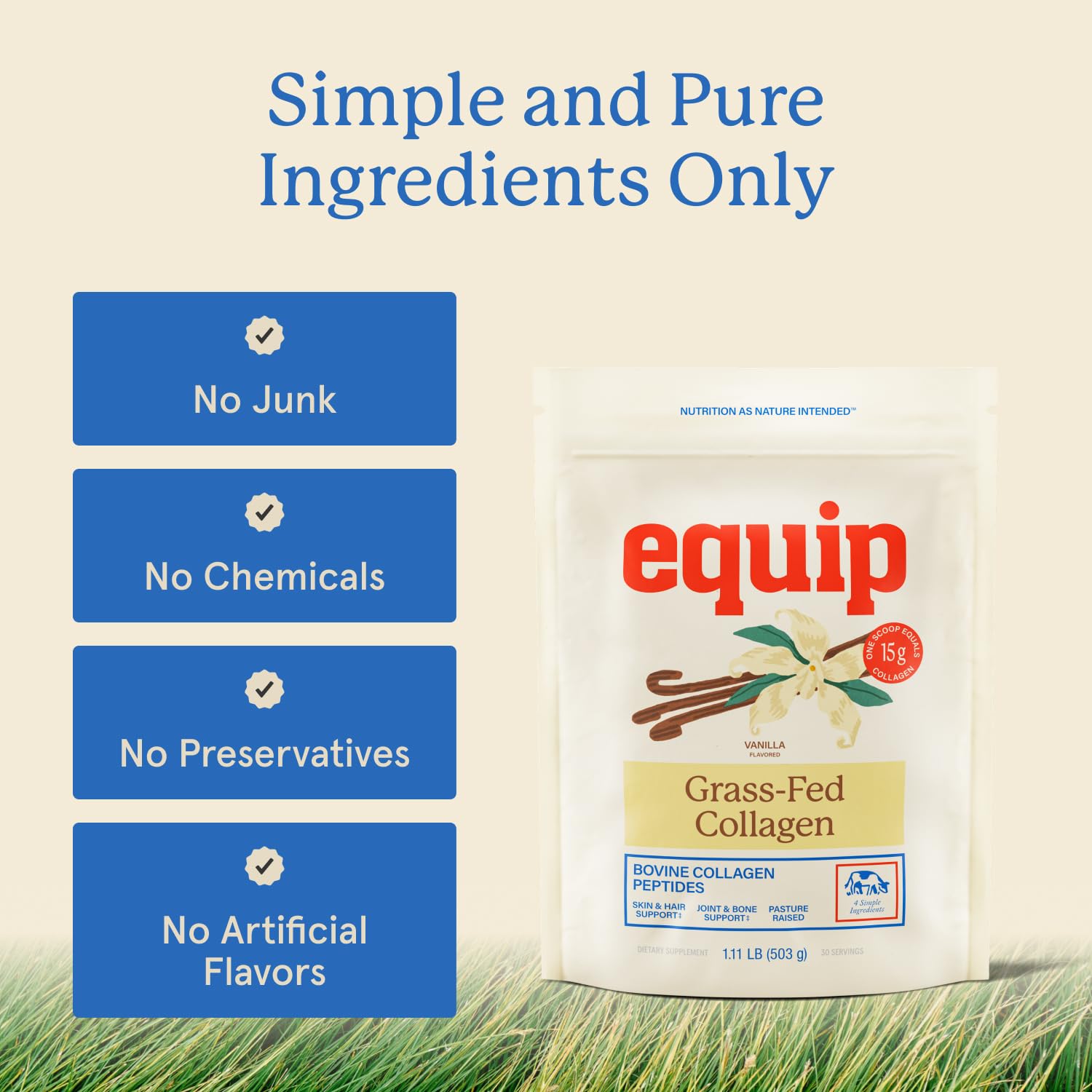 Equip etiqueta de ingredientes indicando trazabilidad y pruebas de terceros