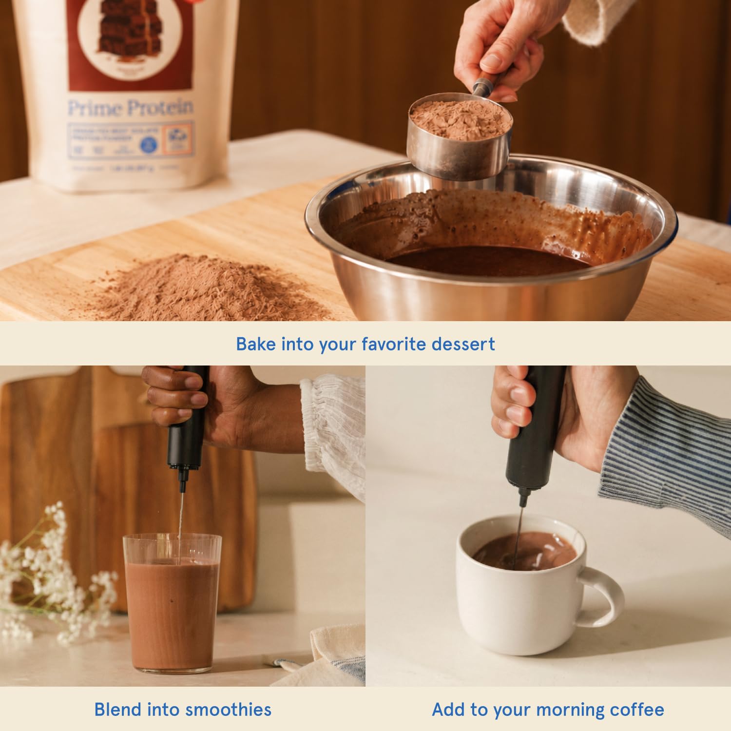 Equip Prime pancakes proteicos hechos con el polvo sabor chocolate