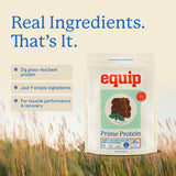 Equip Prime etiqueta de ingredientes, origen alimentado con pasto verificado