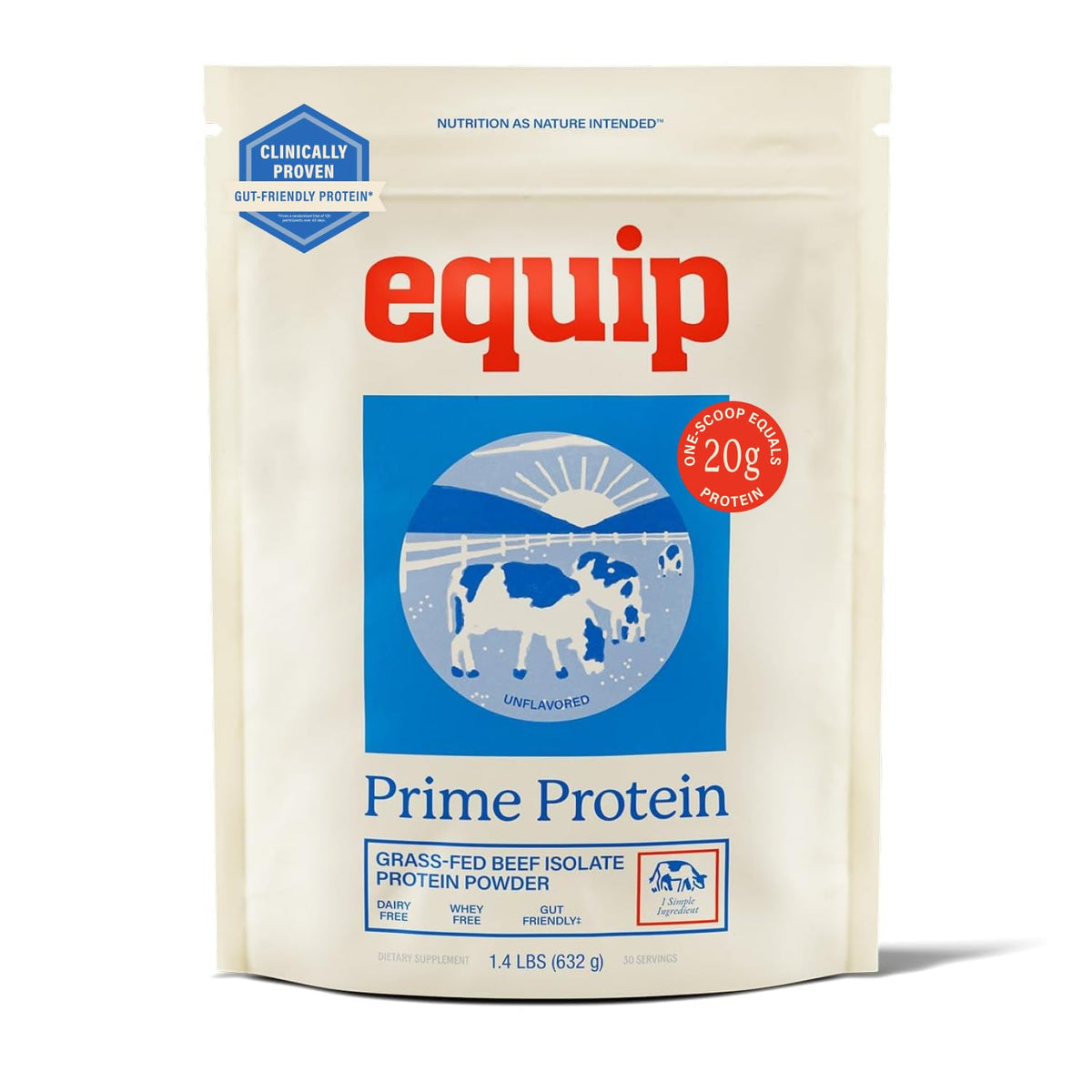 Equip envase frontal mostrando diseño y proteína pura