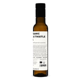 Erbology etiqueta del aceite de cardo mariano con información orgánica y sin aditivos