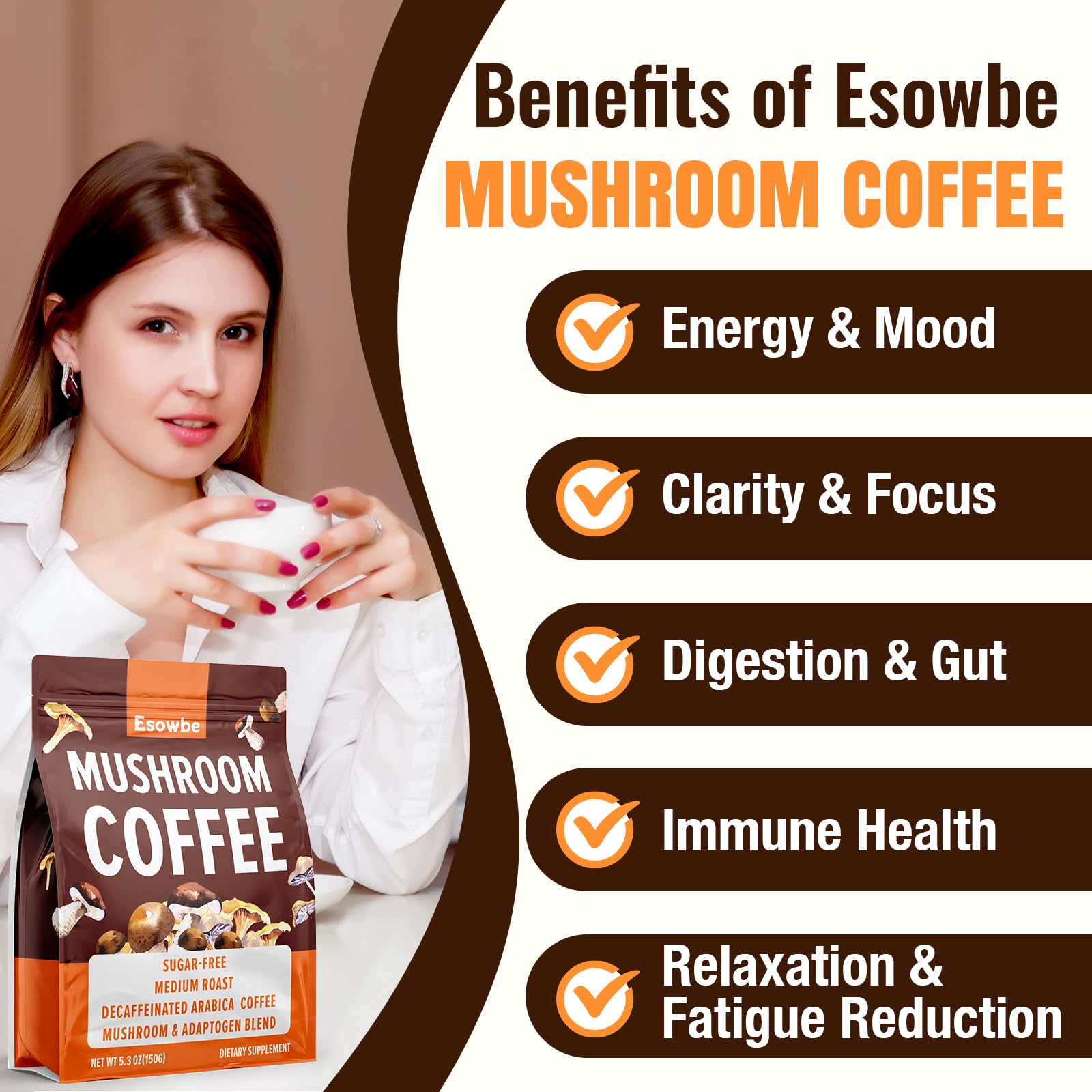 Esowbe taza preparada en mano ilustra facilidad y sabor suave