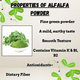 Essencea textura fina del polvo de alfalfa en primer plano que facilita mezclado sin grumos