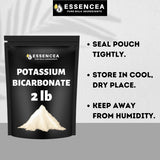 Essencea etiqueta con lista de ingredientes 100% bicarbonato de potasio