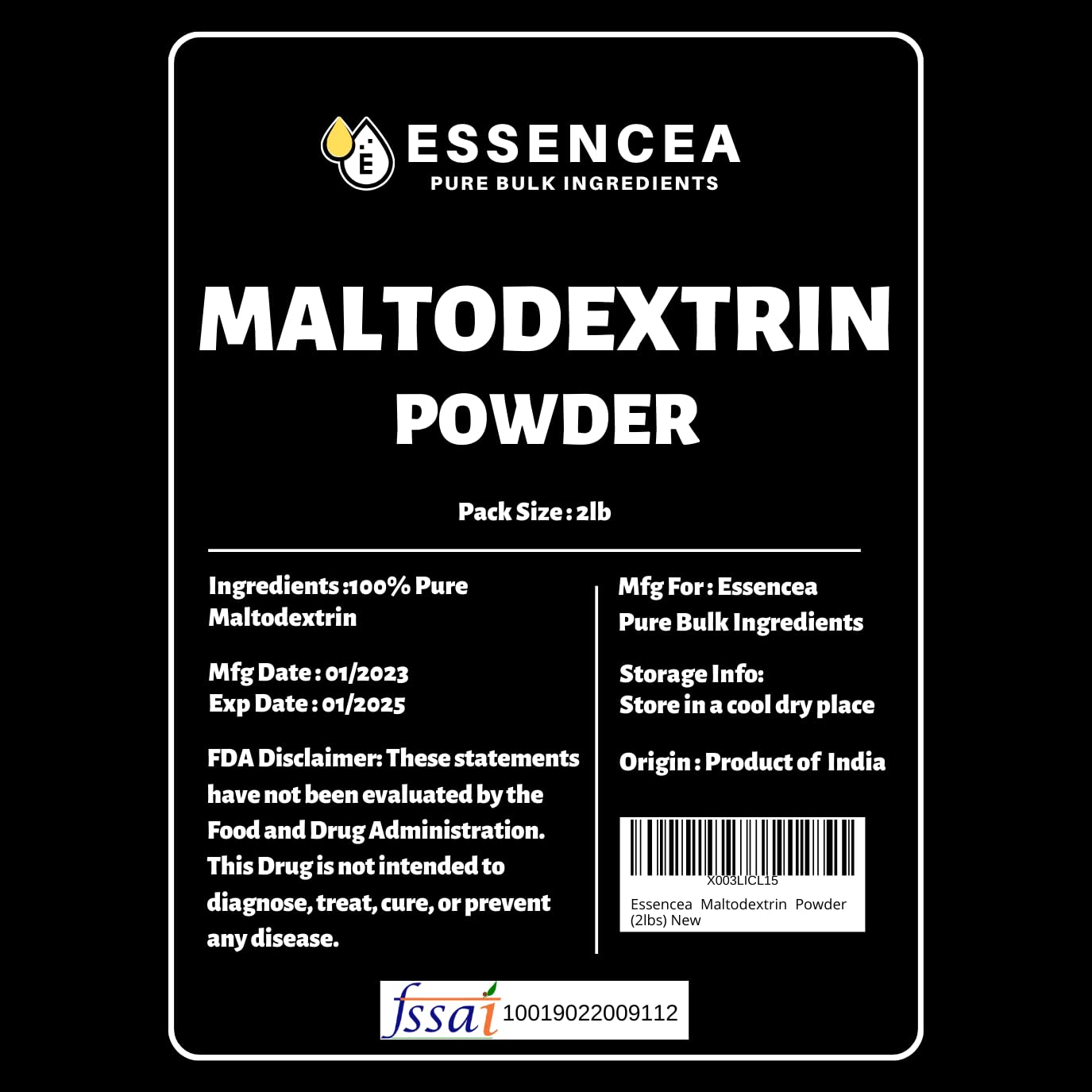 Cucharada medidora con maltodextrina Essencea, dosificación precisa para recetas