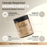 Essencraft Atlas X etiqueta con datos nutricionales y pautas para un uso seguro