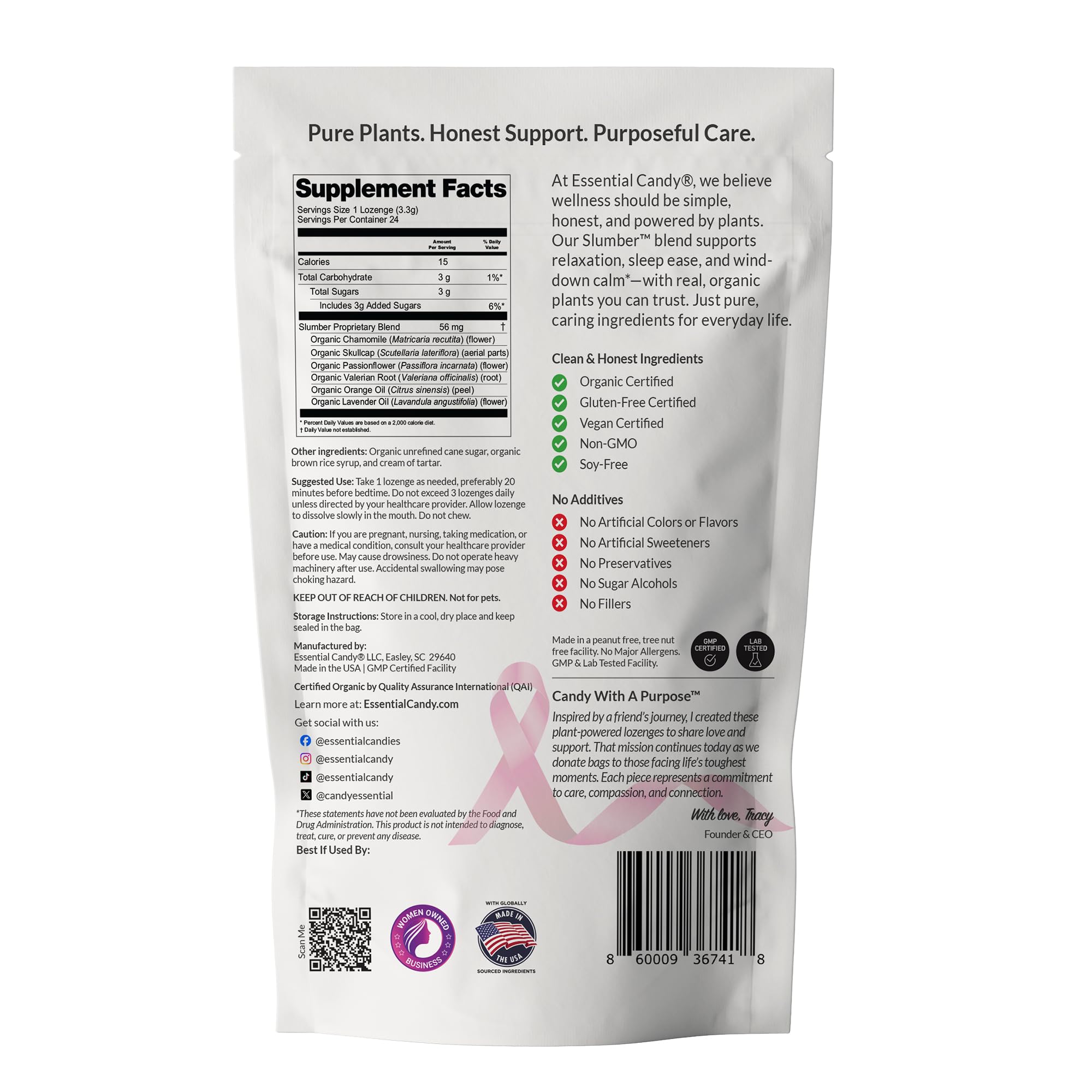 Essential Candy primer plano de una pastilla disolviéndose, textura suave