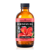 Essential Delights aceite hibiscus frasco frontal, visual limpio y profesional