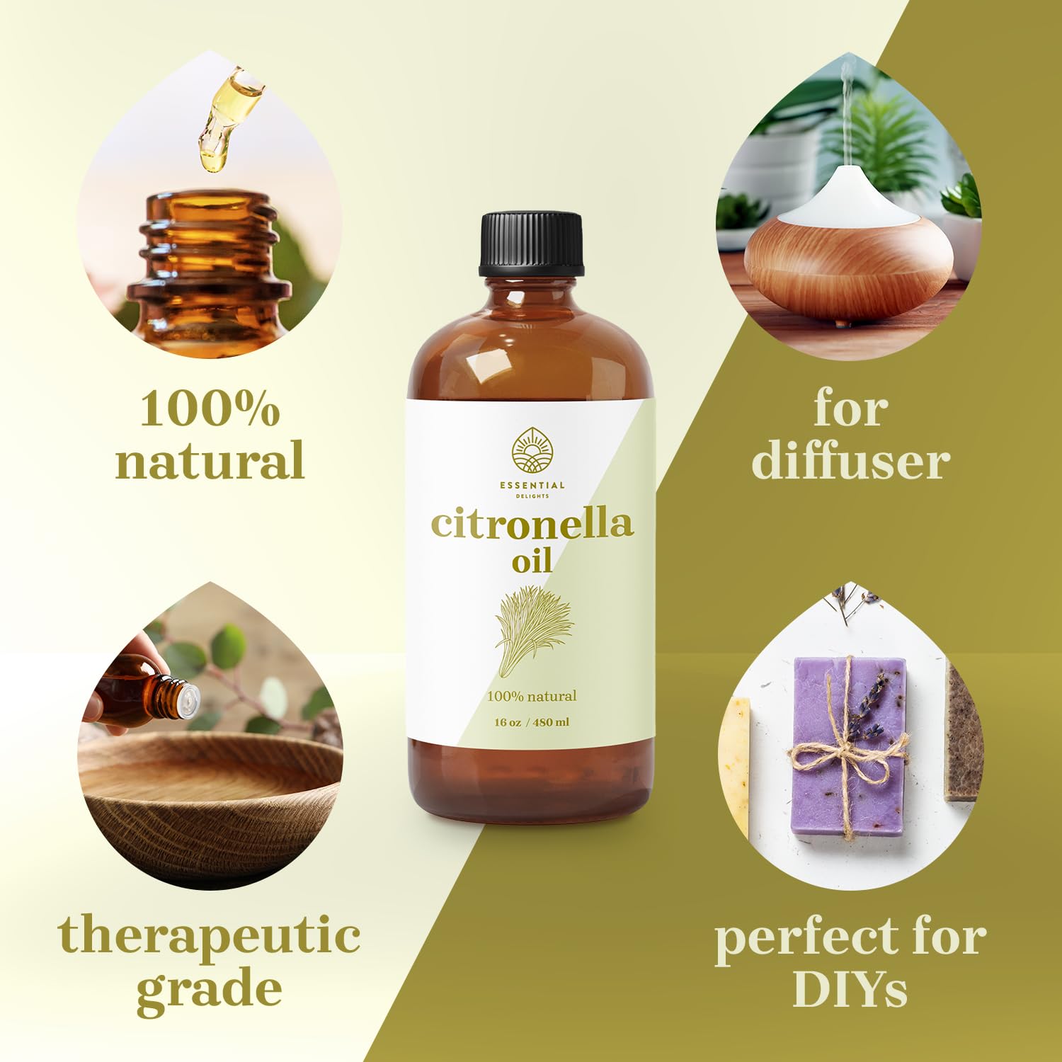 Essential Delights difusor en jardín con citronela activo para aroma agradable al aire libre