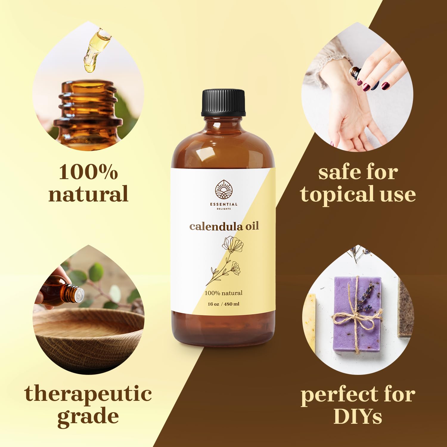 Essential Delights aplicación en masaje corporal para nutrición profunda y relajación