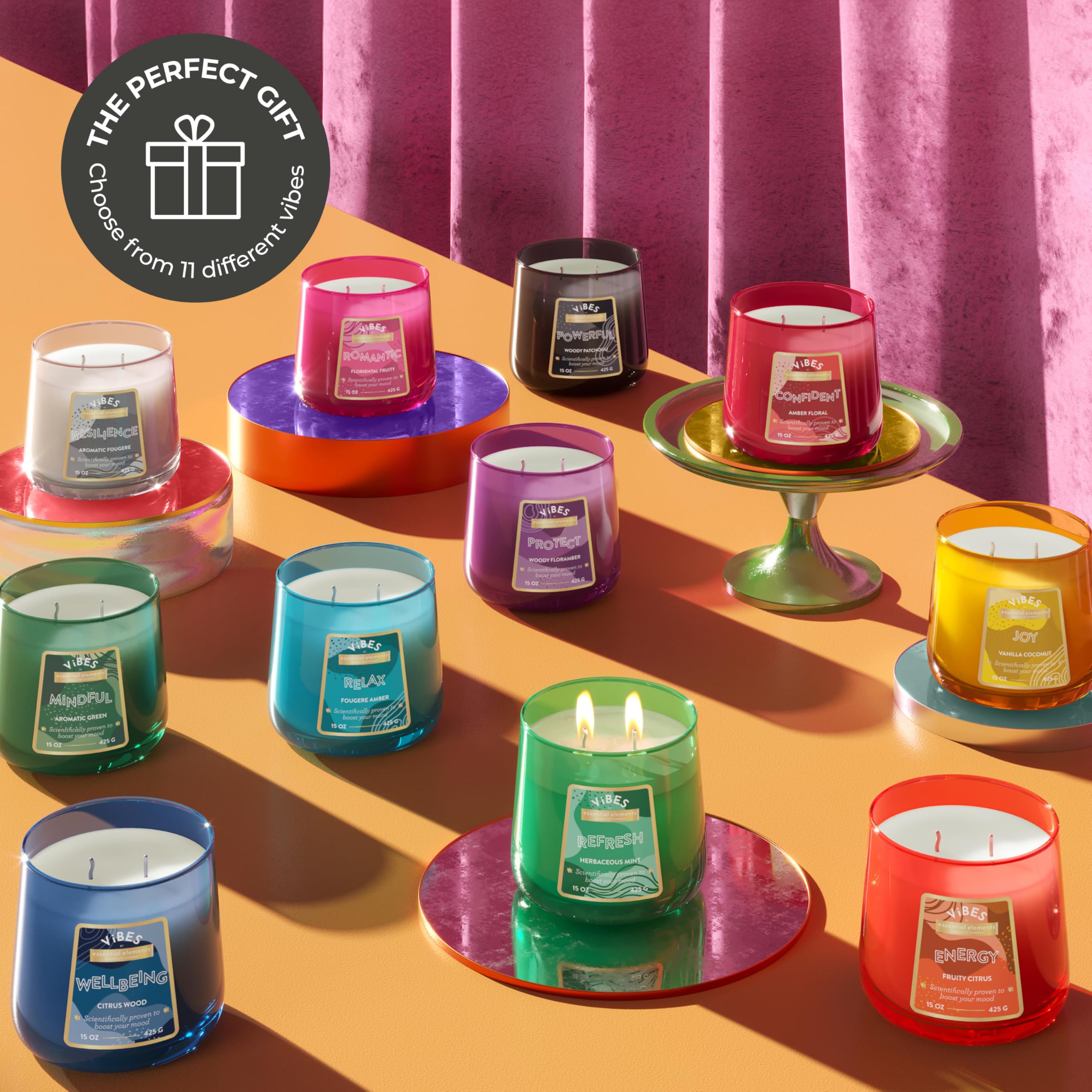 Essential Elements Candle-Lite Vibes comparación de tamaño del frasco para referencia de escala