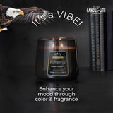 Essential Elements Candle-Lite Vibes etiqueta legible con notas aromáticas y origen en EE. UU.