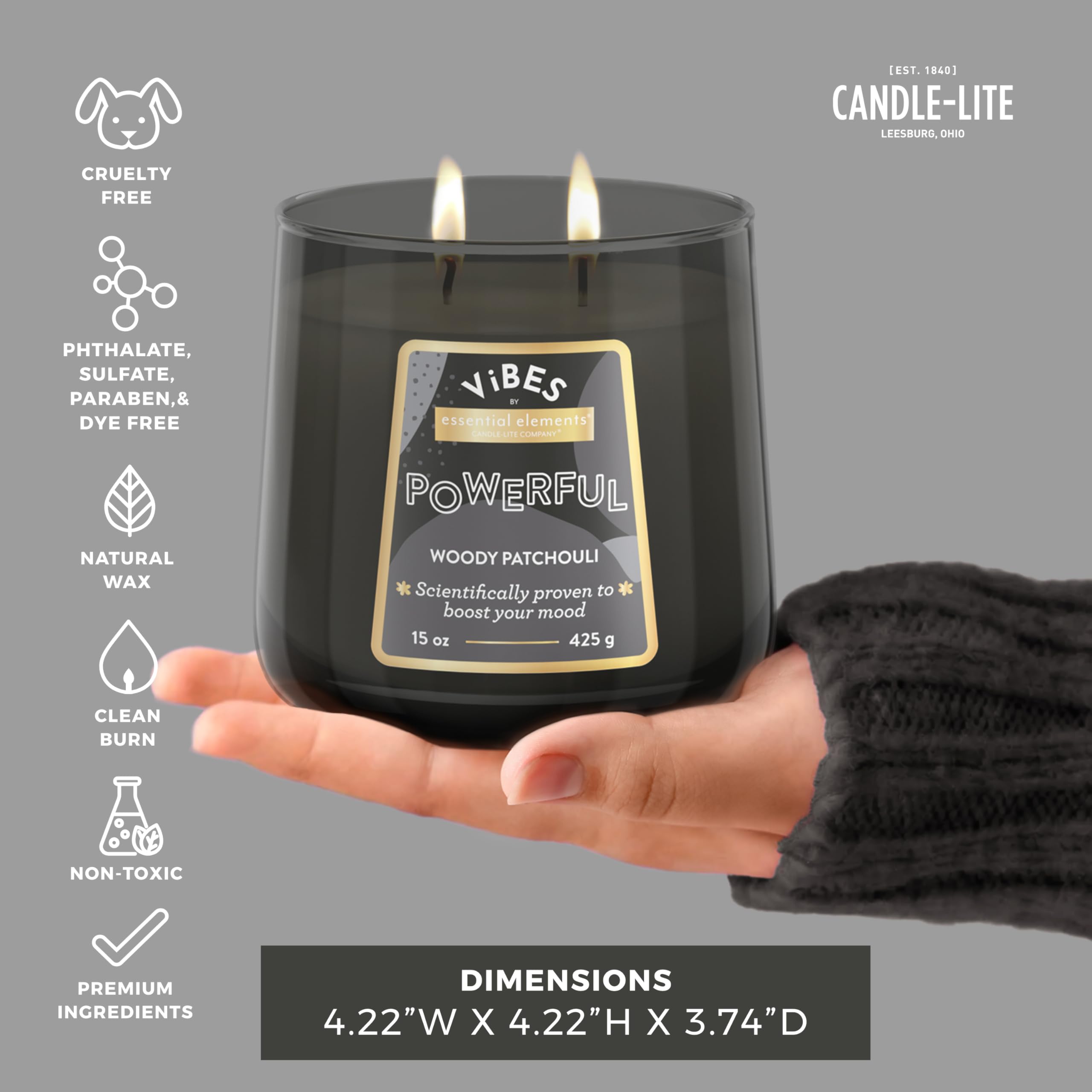 Essential Elements Candle-Lite Vibes mechas encendidas emitiendo luz cálida y ambiente acogedor
