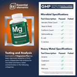 Essential Elements detalle del magnesio glicinato resaltando pureza y absorción mejorada
