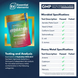 Essential Elements primer plano del polvo en textura fina, demuestra disolución rápida y mezcla homogénea