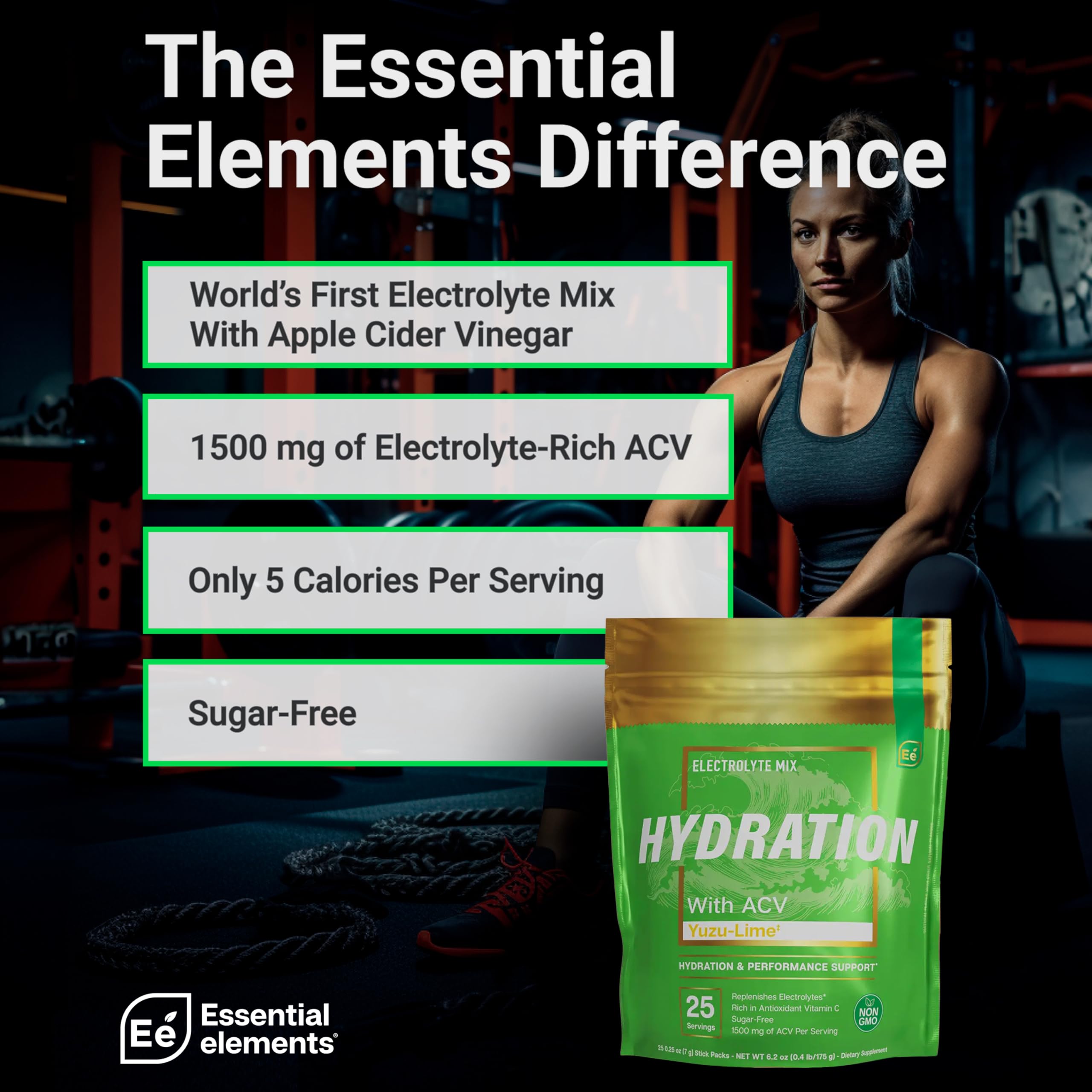 Essential Elements stick pack abierto sobre mano, formato individual y fácil de usar