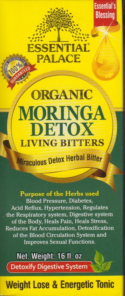 Essential Palace botella frontal del tónico de moringa, envase orgánico y práctico