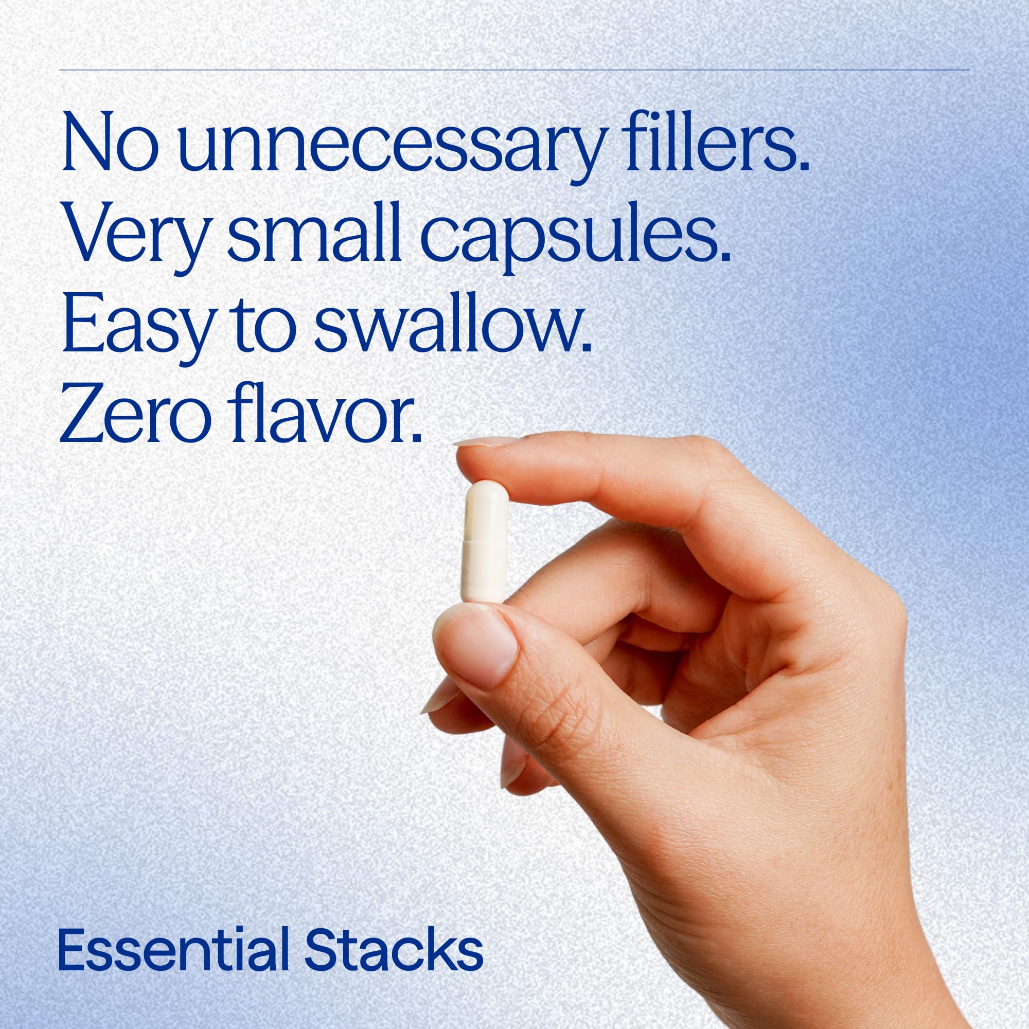 Essential Stacks etiqueta nutricional enfocada en ingredientes limpios