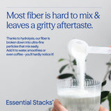 Essential Stacks polvo añadido a avena mostrando uso práctico y neutro