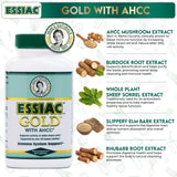 Capsulas Essiac Gold en primer plano, fácil de tomar y dosificar