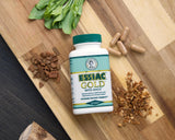Etiqueta Essiac Gold con información de ingredientes y dosis