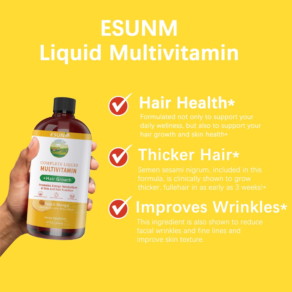 ESUNM textura líquida color durazno-mango para absorción rápida